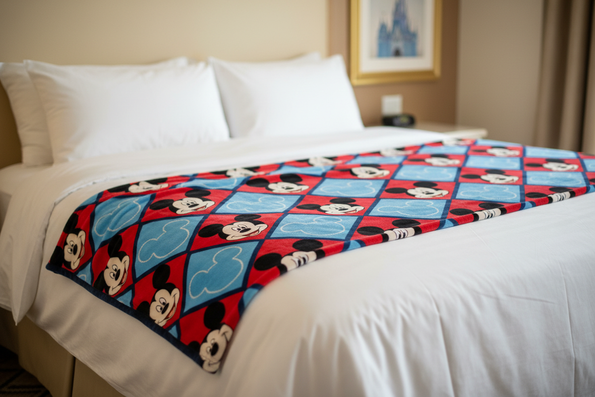 Mickey Tiles Velveteen Blanket - Disney Hotel Hero Shot