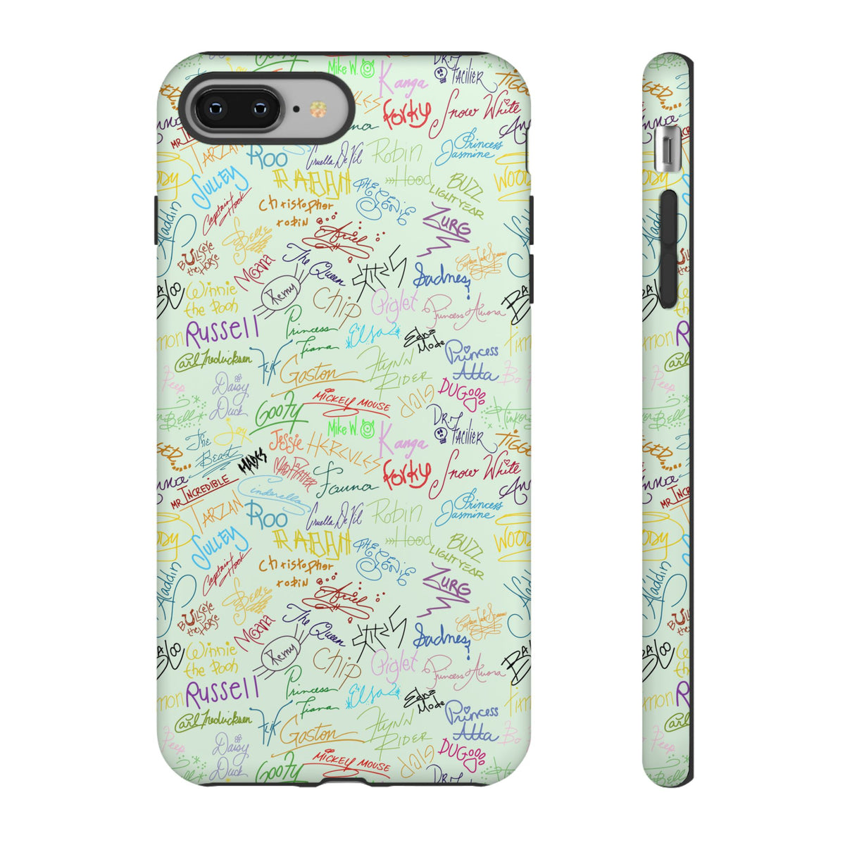 Character Autographs on Green Resort Ready Cell Phone Tech Case