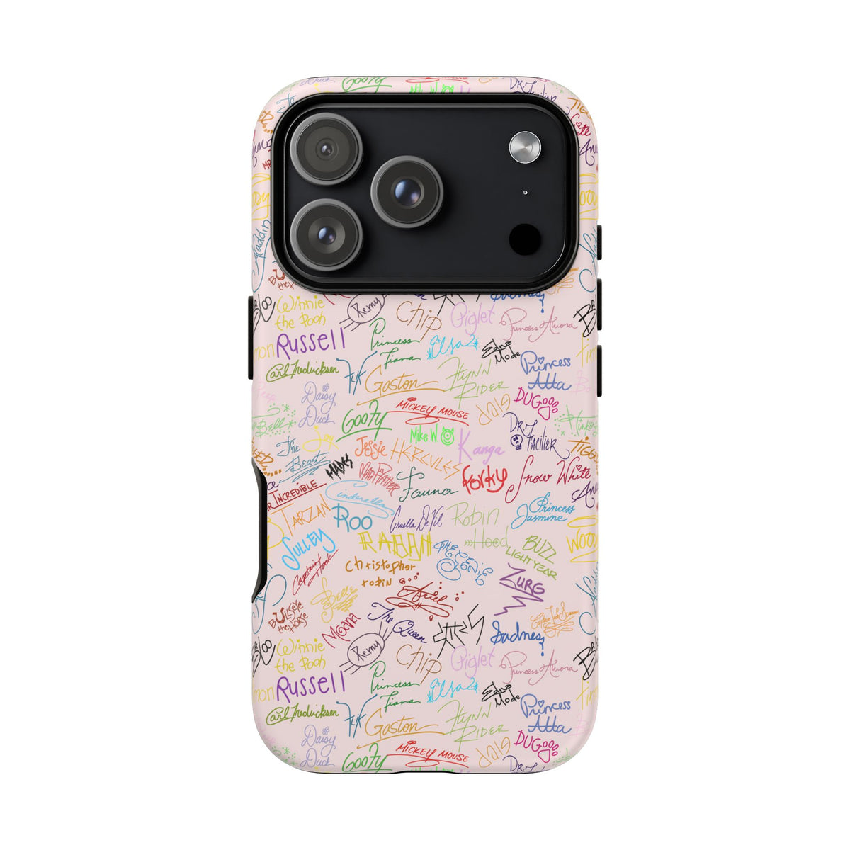 Character Autographs on Pink Resort Ready Cell Phone Tech Case