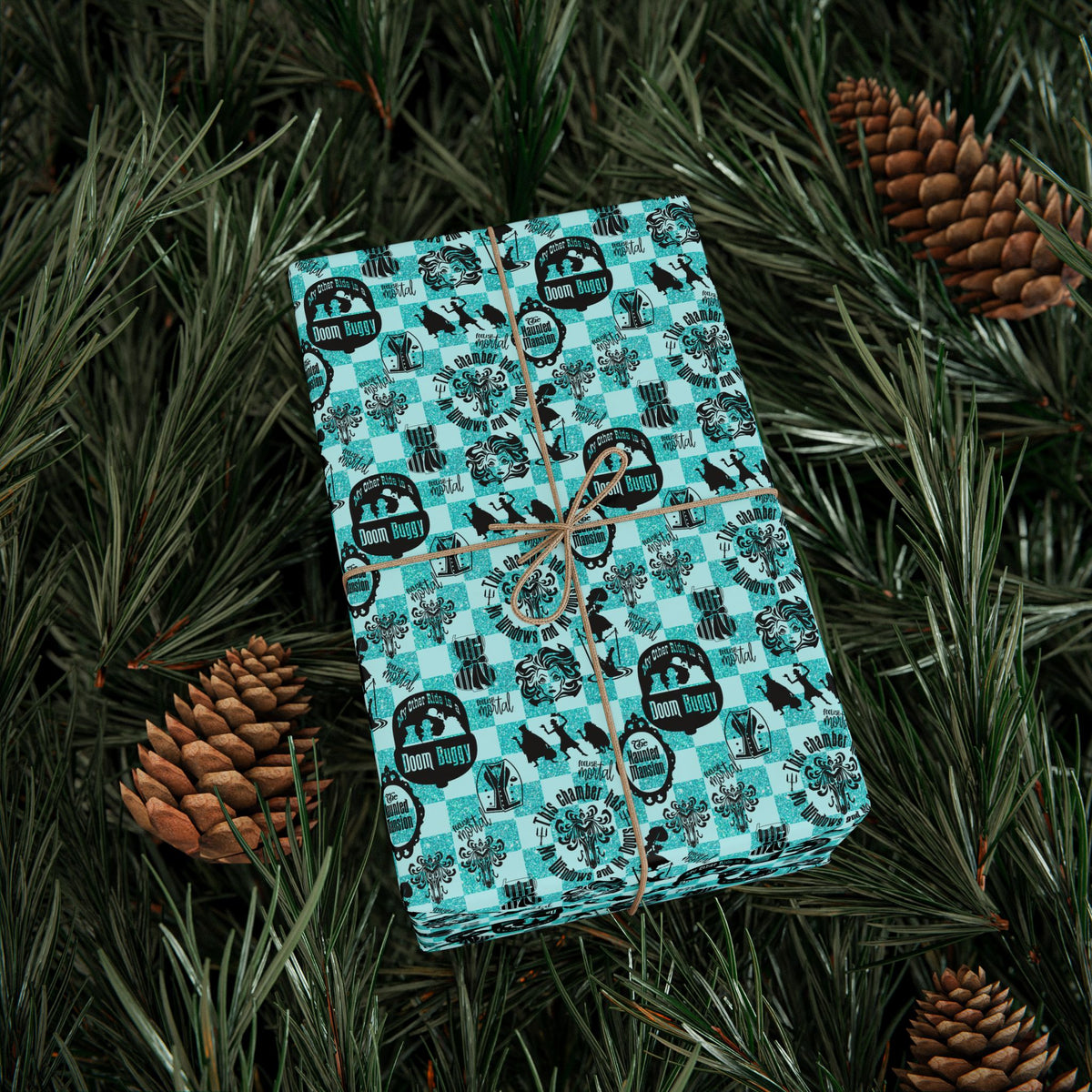 Haunted Mansion Icons Teal Wrapping Paper Roll