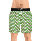 Green Checkerboard Goofy Swim Trunks