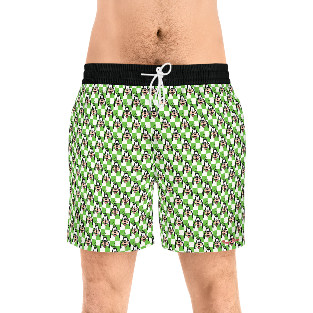 Green Checkerboard Goofy Swim Trunks