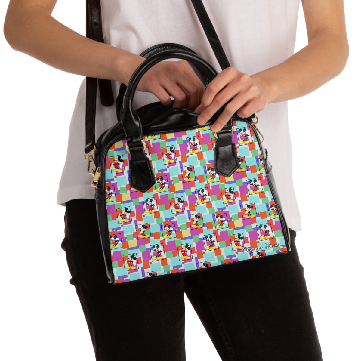 Colorblock Mickey Shoulder Handbag