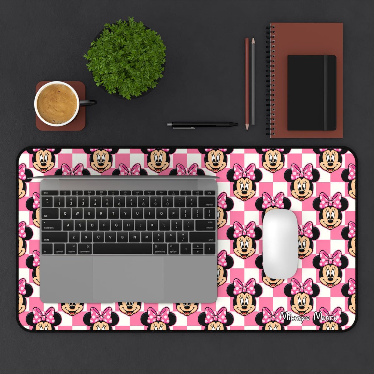 Pink Checkerboard Minnie Stateroom Desk Mat