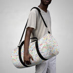 Character Autographs on White Travel Duffel Bag