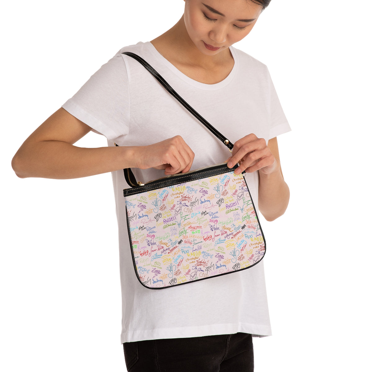 Character Autographs on Pink Small Shoulder Bag