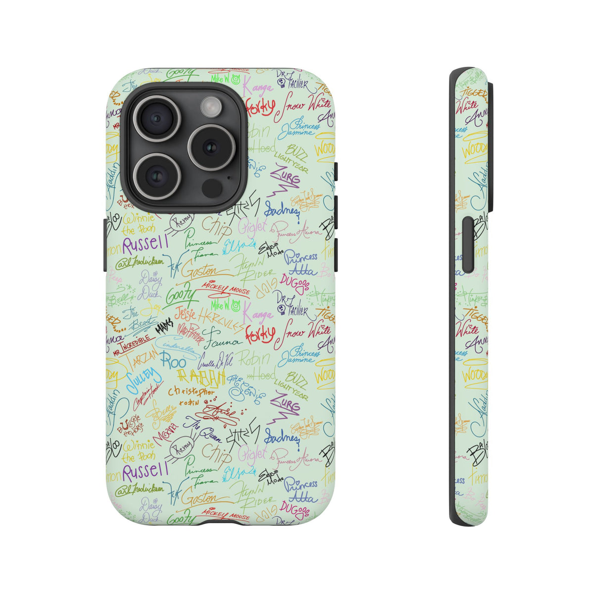 Character Autographs on Green Resort Ready Cell Phone Tech Case