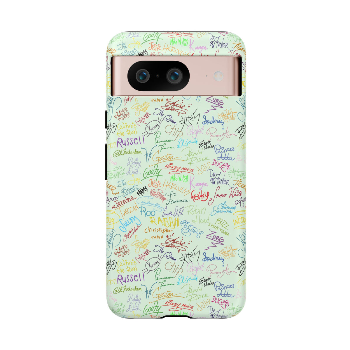 Character Autographs on Green Resort Ready Cell Phone Tech Case