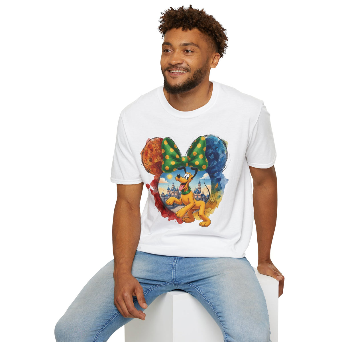 Sensational Six - Pluto's Playful Emerald Bow Castle Vignette Unisex Graphic Tee