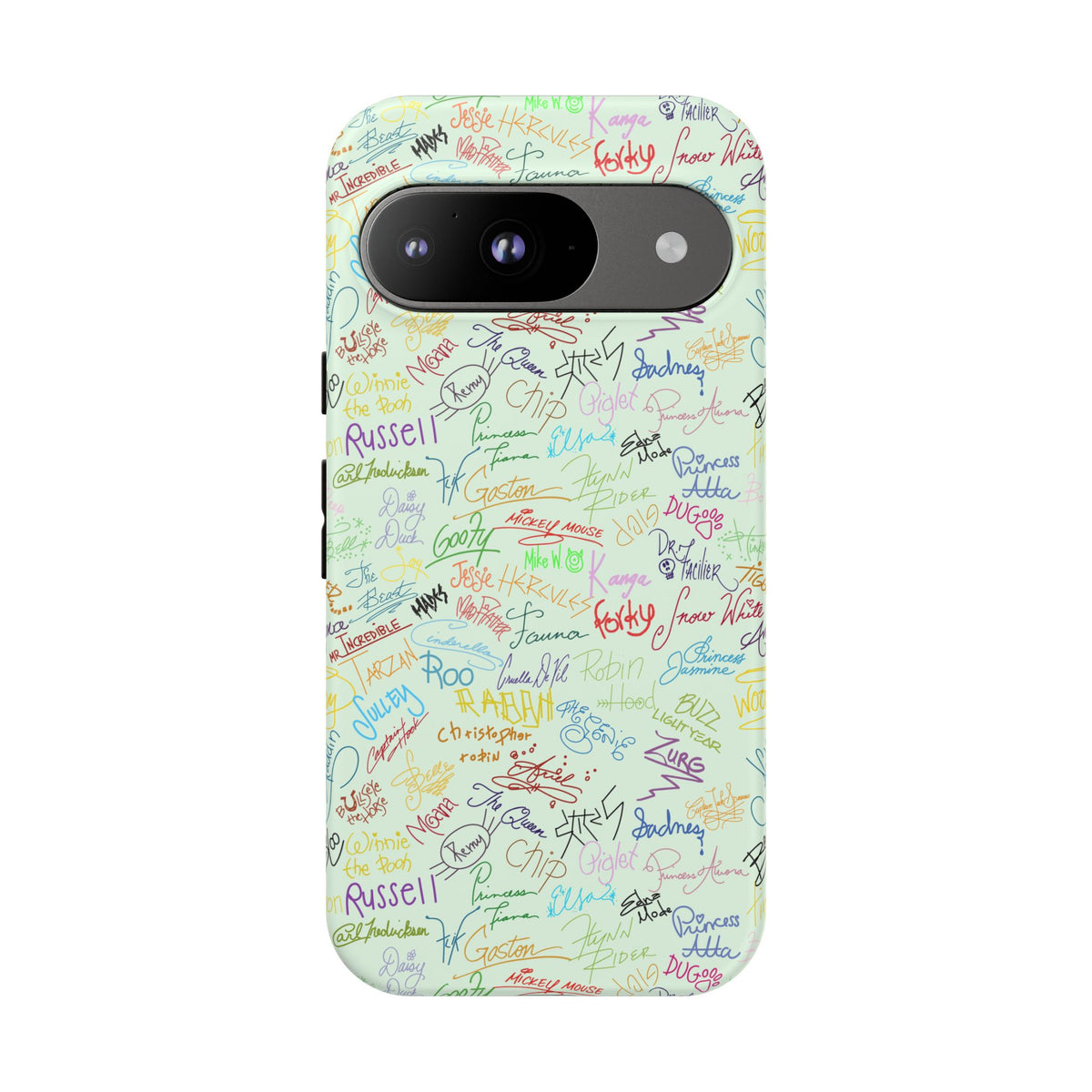 Character Autographs on Green Resort Ready Cell Phone Tech Case