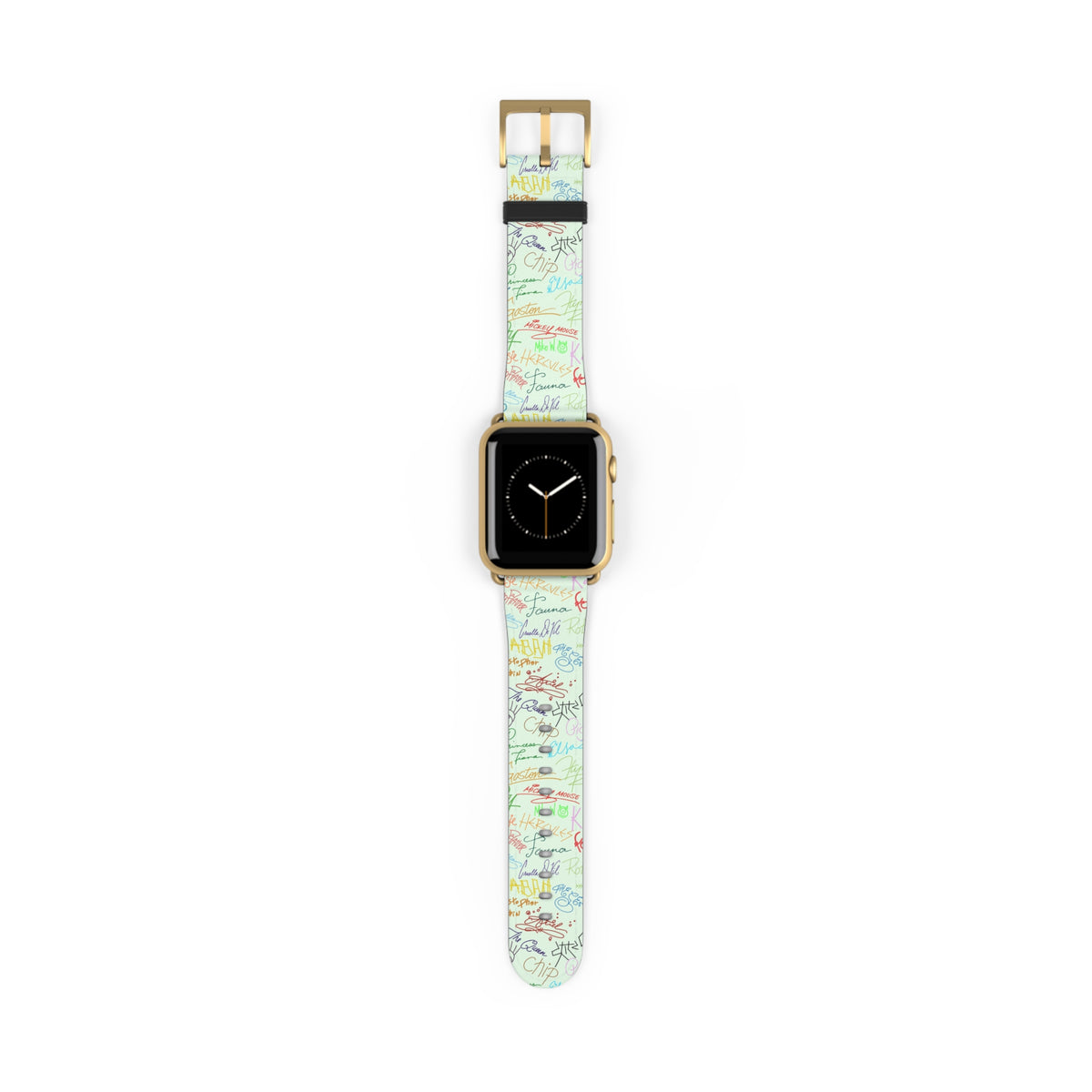 Character Autographs on Green Whimsical Watch Band - Apple