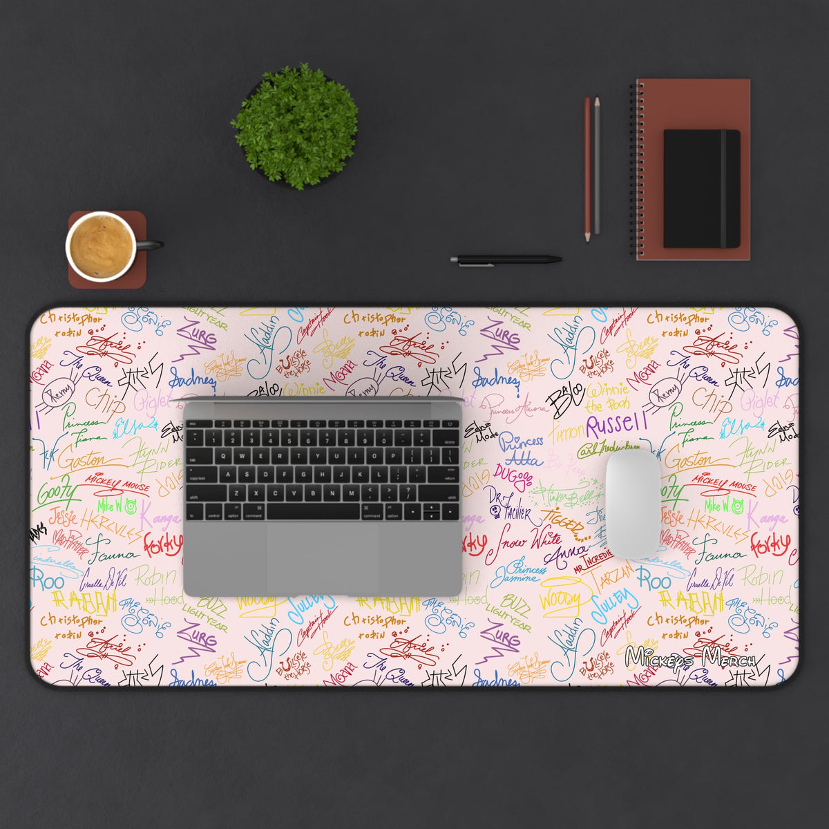 Character Autographs on Pink Stateroom Desk Mat