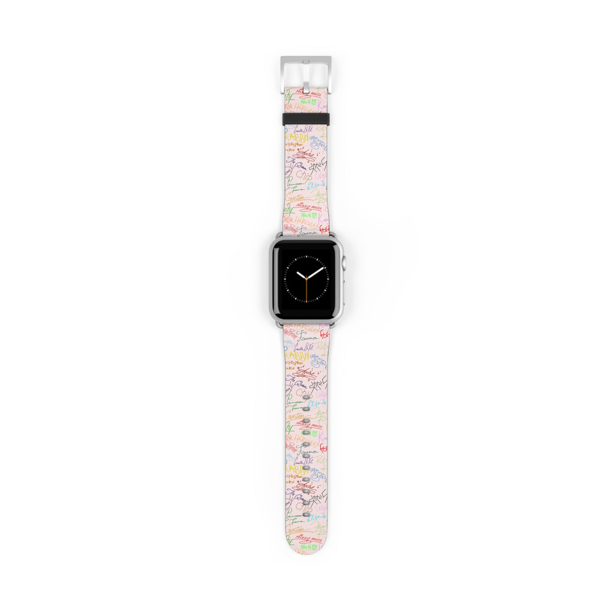 Character Autographs on Pink Whimsical Watch Band - Apple