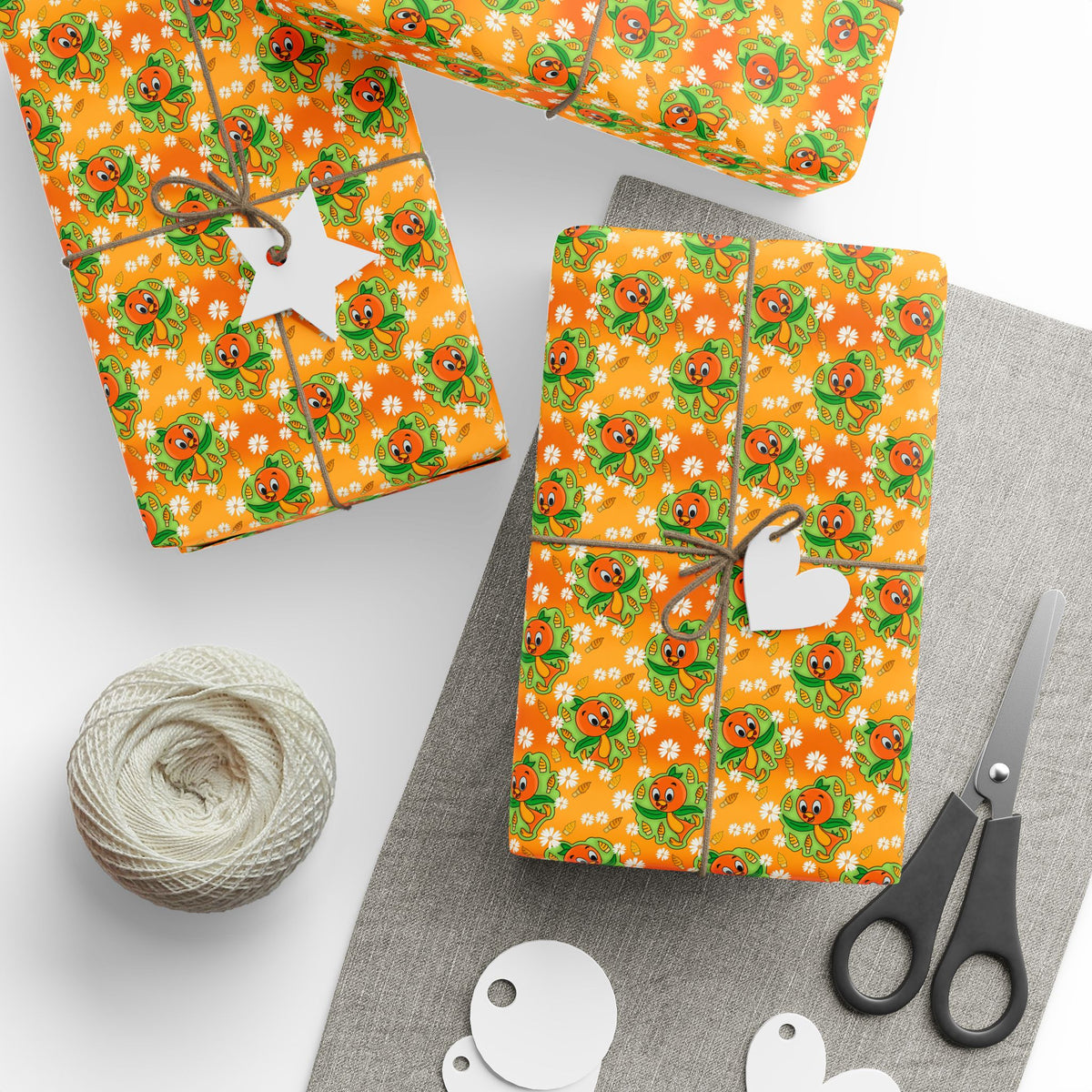 Tangerine Treat Orange Bird Wrapping Paper Roll