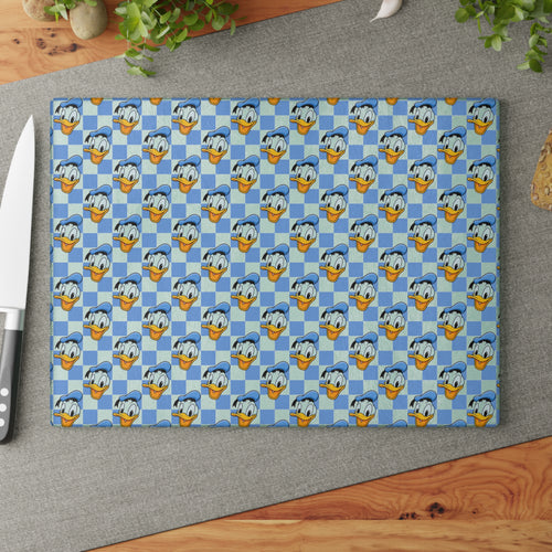 Blue Checkerboard Donald Glass Cutting Board