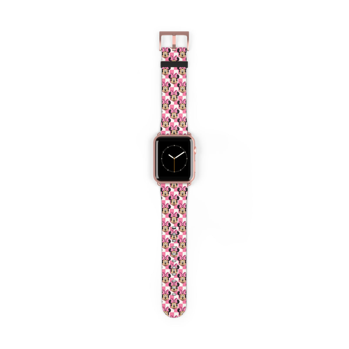 Pink Checkerboard Minnie Whimsical Watch Band - Apple