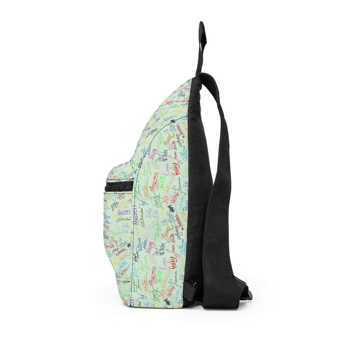 Character Autographs on Green Crossbody Sling Bag