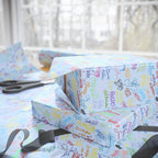 Character Autographs on Blue Wrapping Paper Roll
