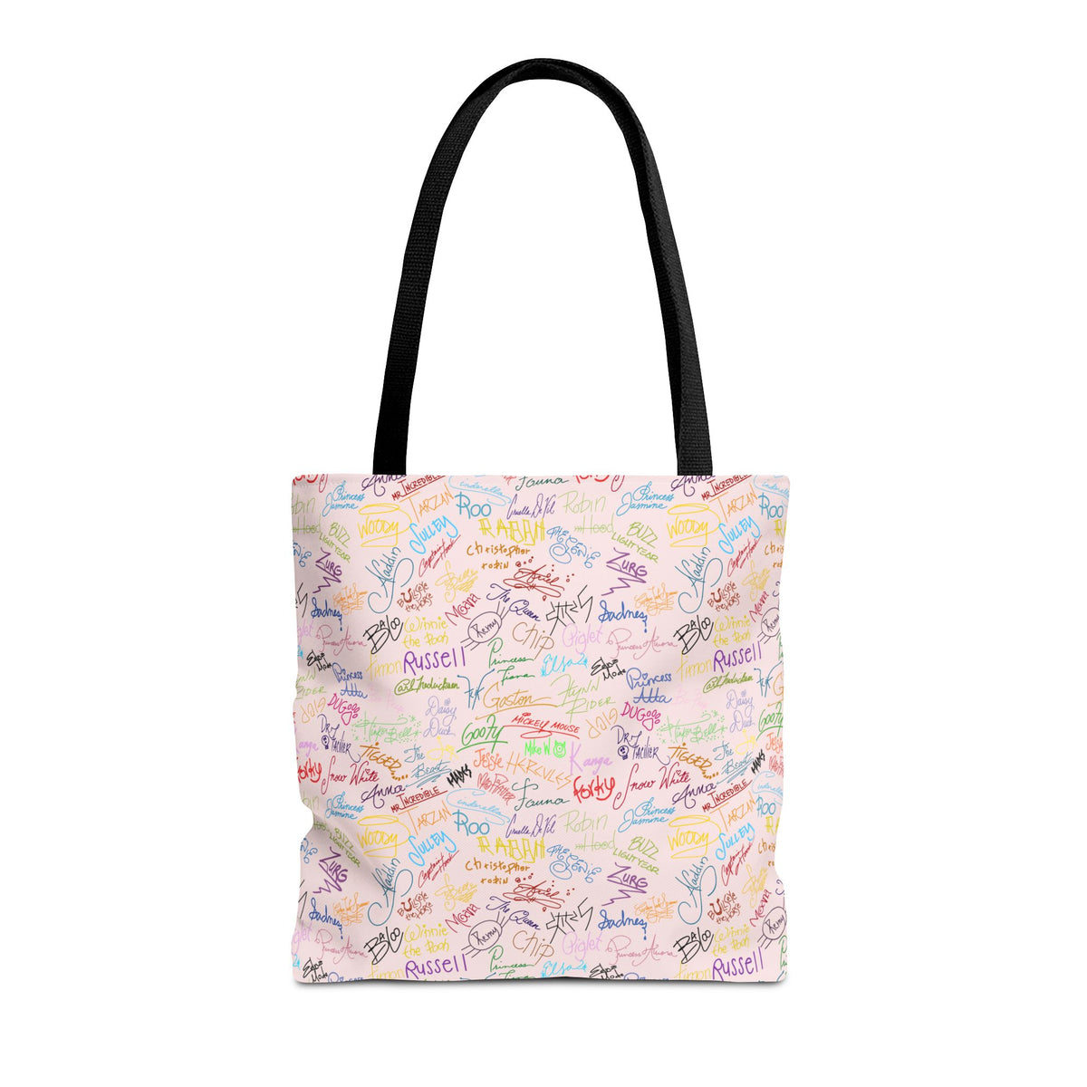 Character Autographs on Pink Tote Bag
