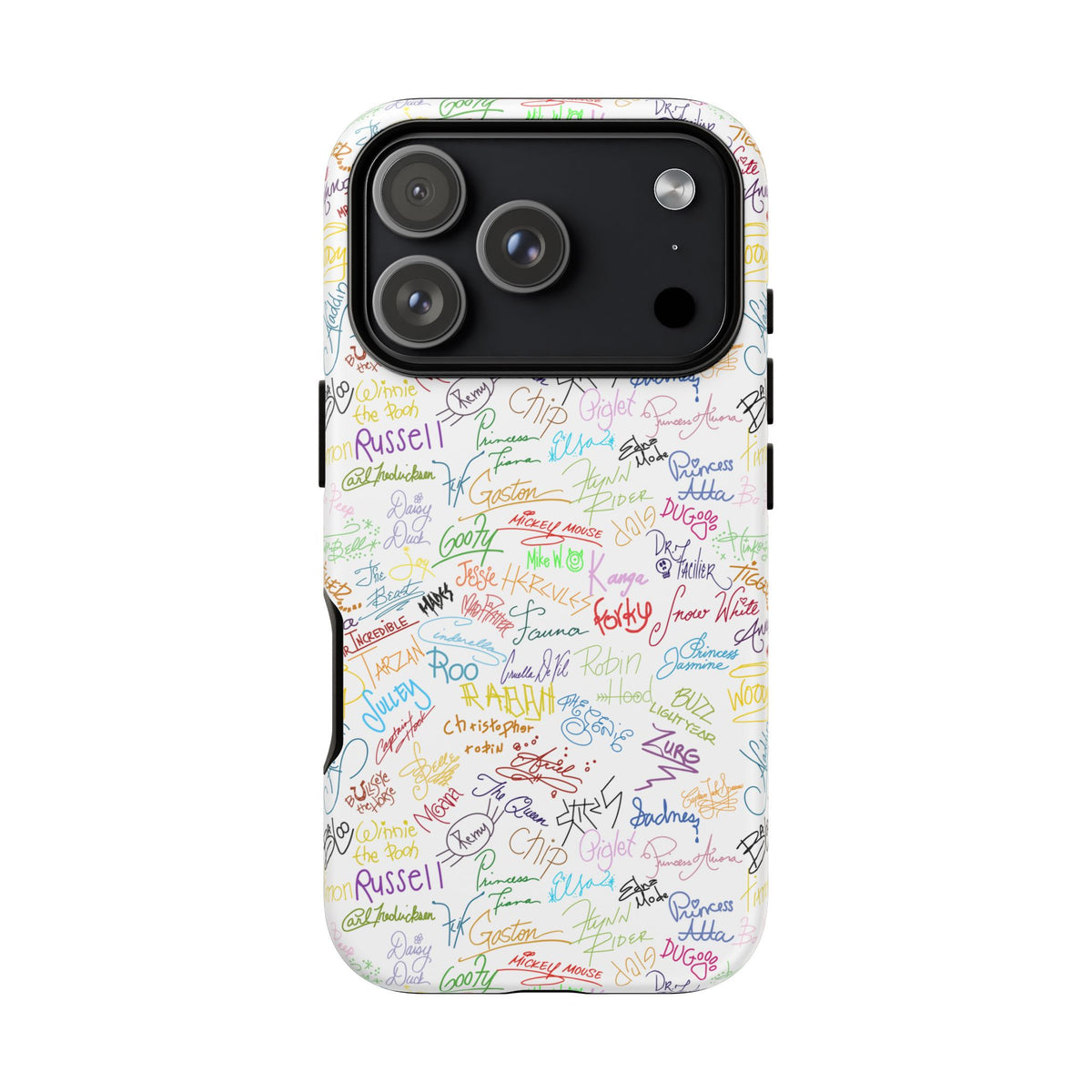 Character Autographs on White Resort Ready Cell Phone Tech Case