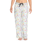 Character Autographs on White Women's Pajama Pants