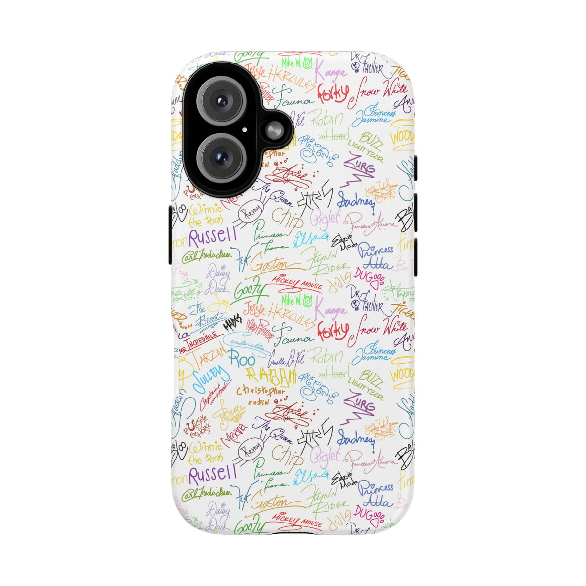 Character Autographs on White Resort Ready Cell Phone Tech Case