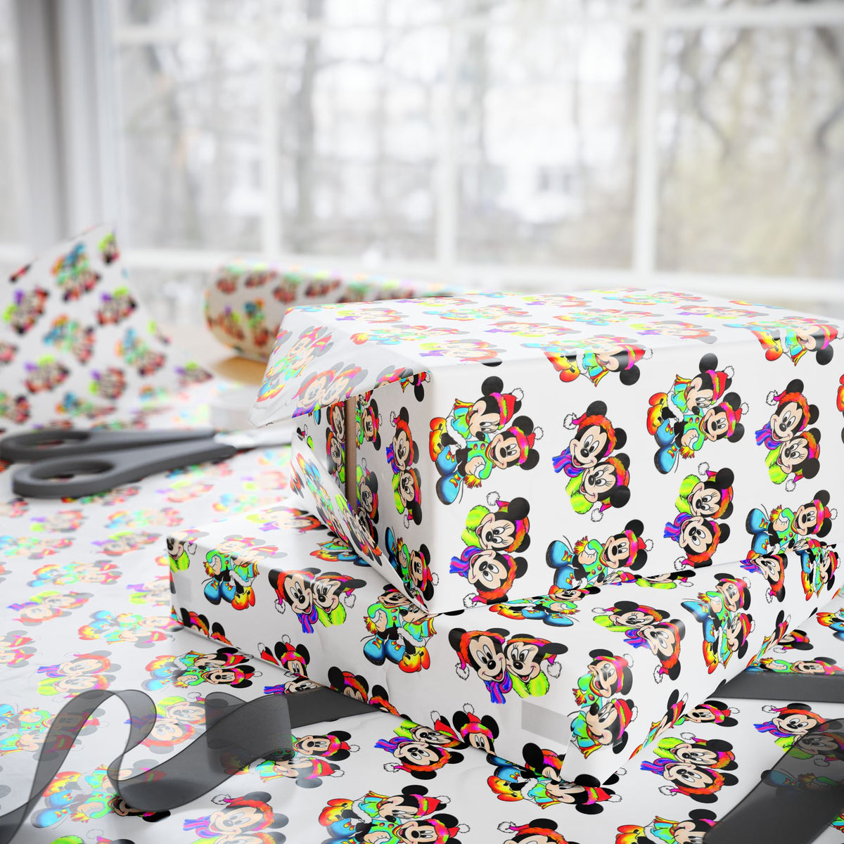 Retro Rainbow Christmas Wrapping Paper Roll