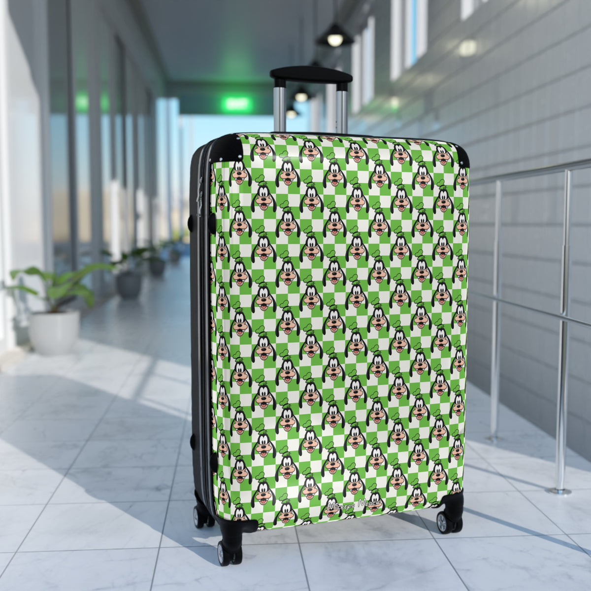 Green Checkerboard Goofy Polycarbonate Suitcase