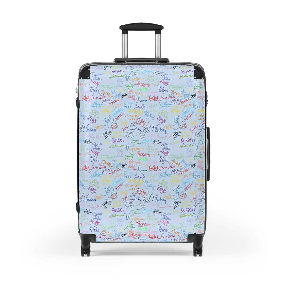Character Autographs on Blue Polycarbonate Suitcase