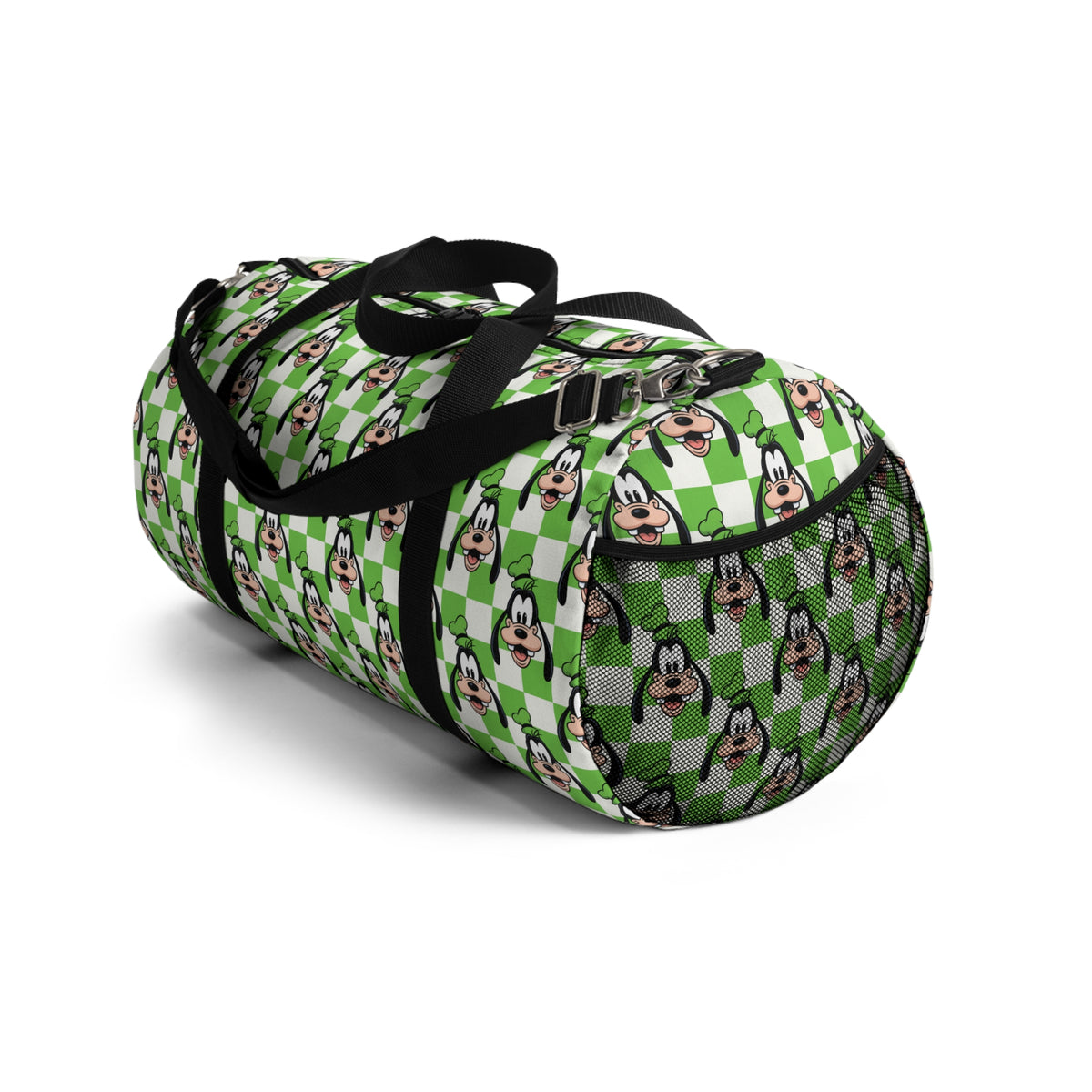 Green Checkerboard Goofy Travel Duffel Bag