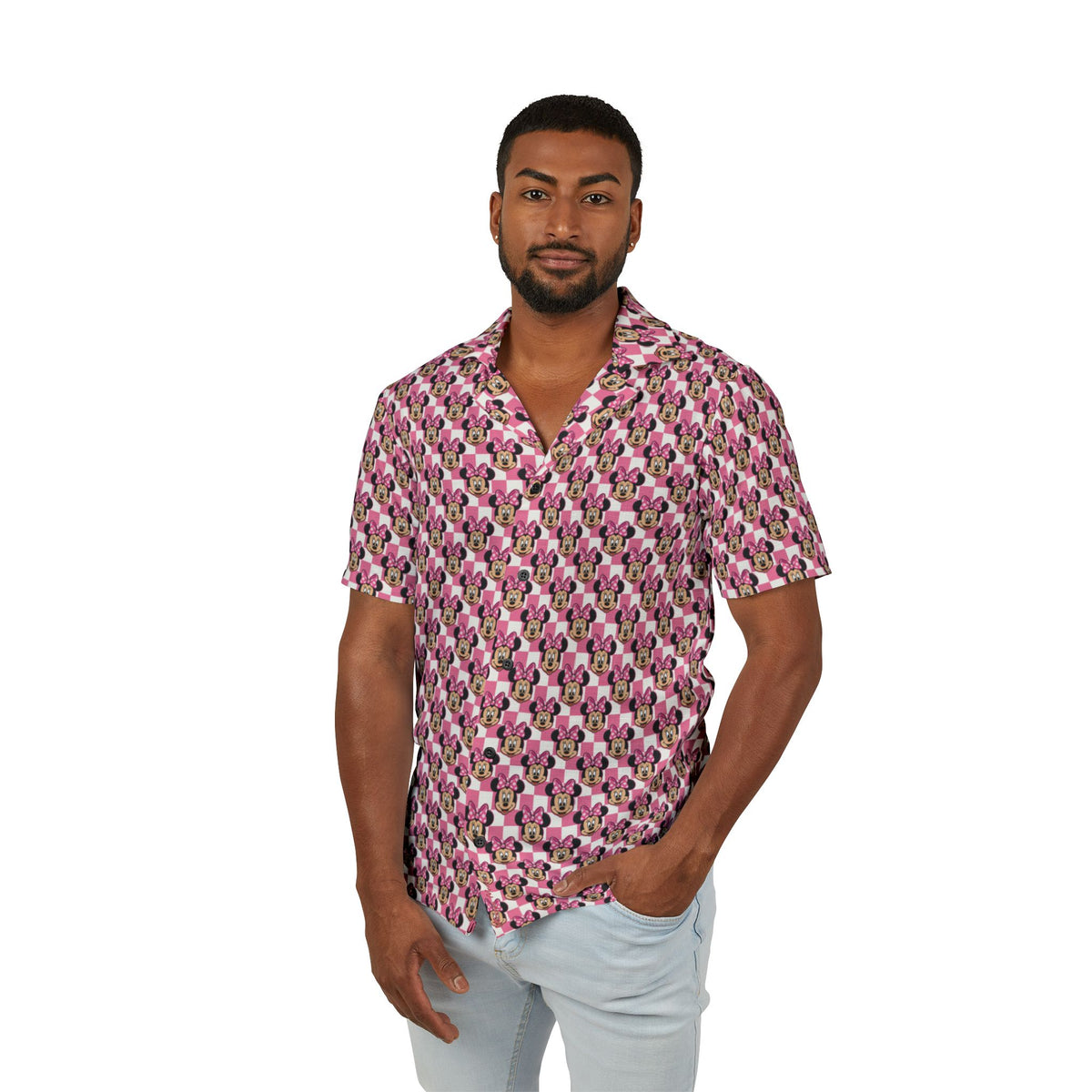 Pink Checkerboard Minnie Hawaiian Shirt