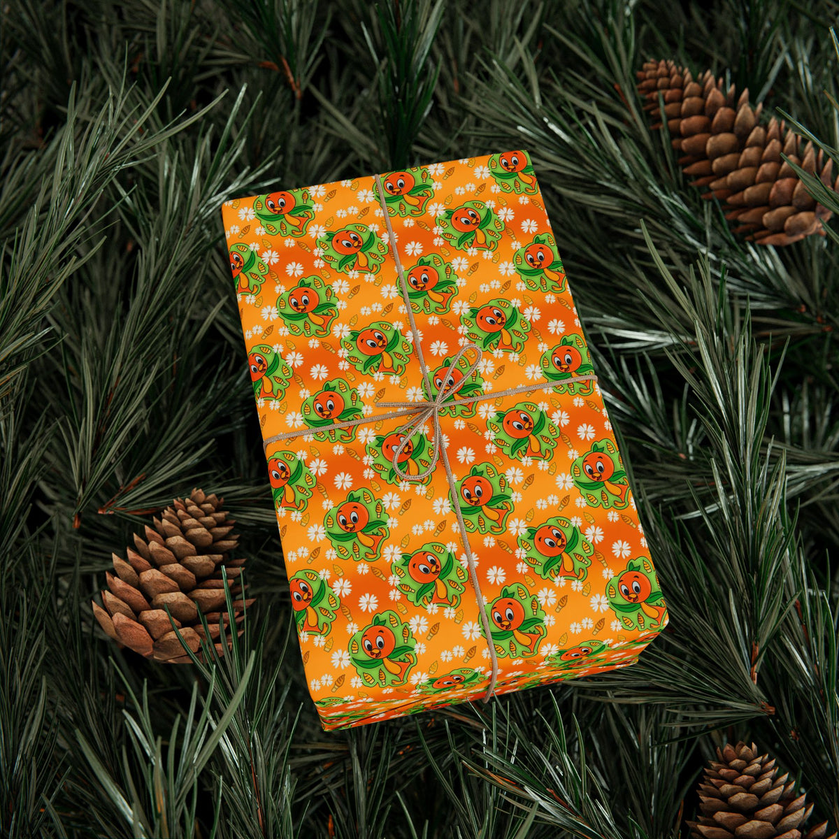 Tangerine Treat Orange Bird Wrapping Paper Roll