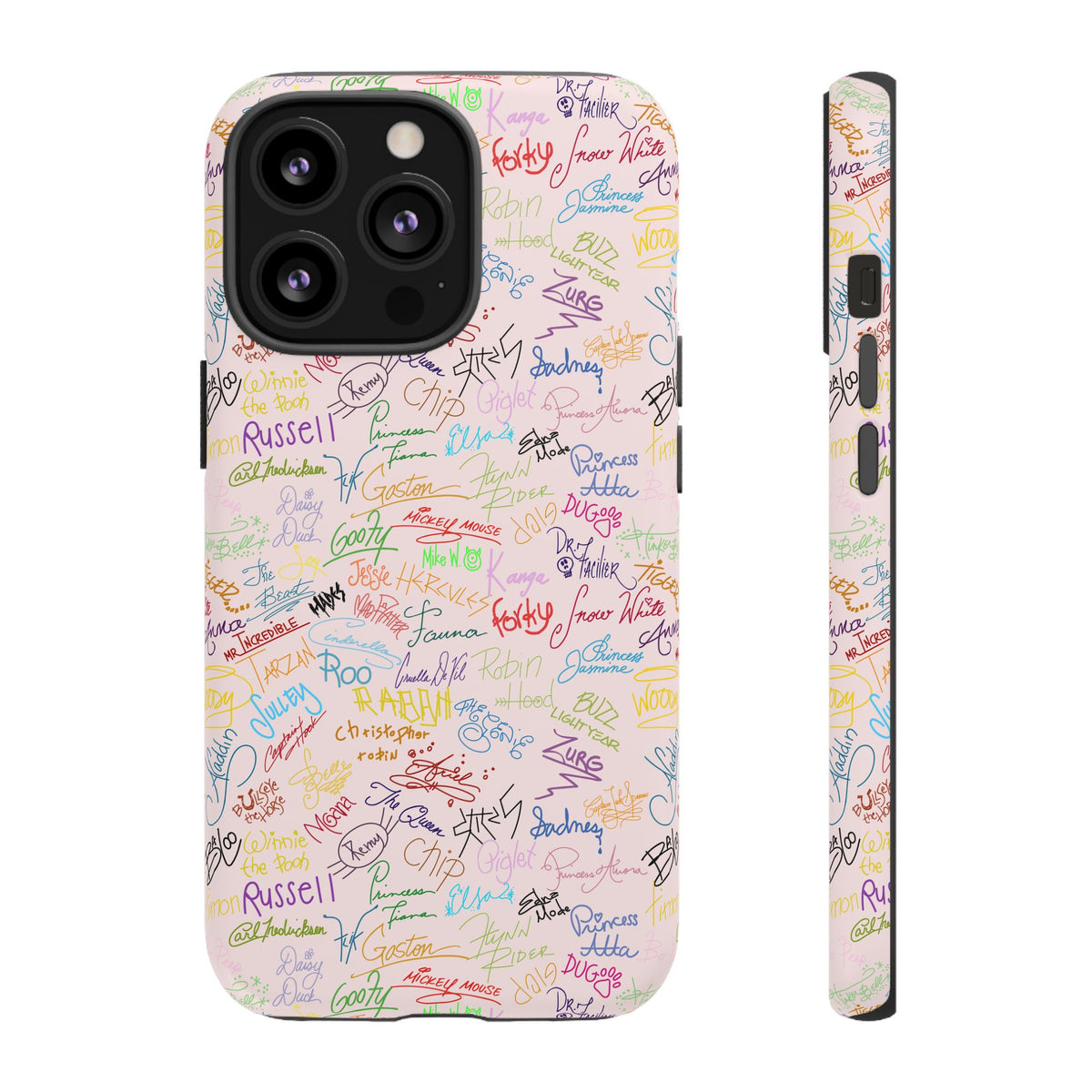 Character Autographs on Pink Resort Ready Cell Phone Tech Case
