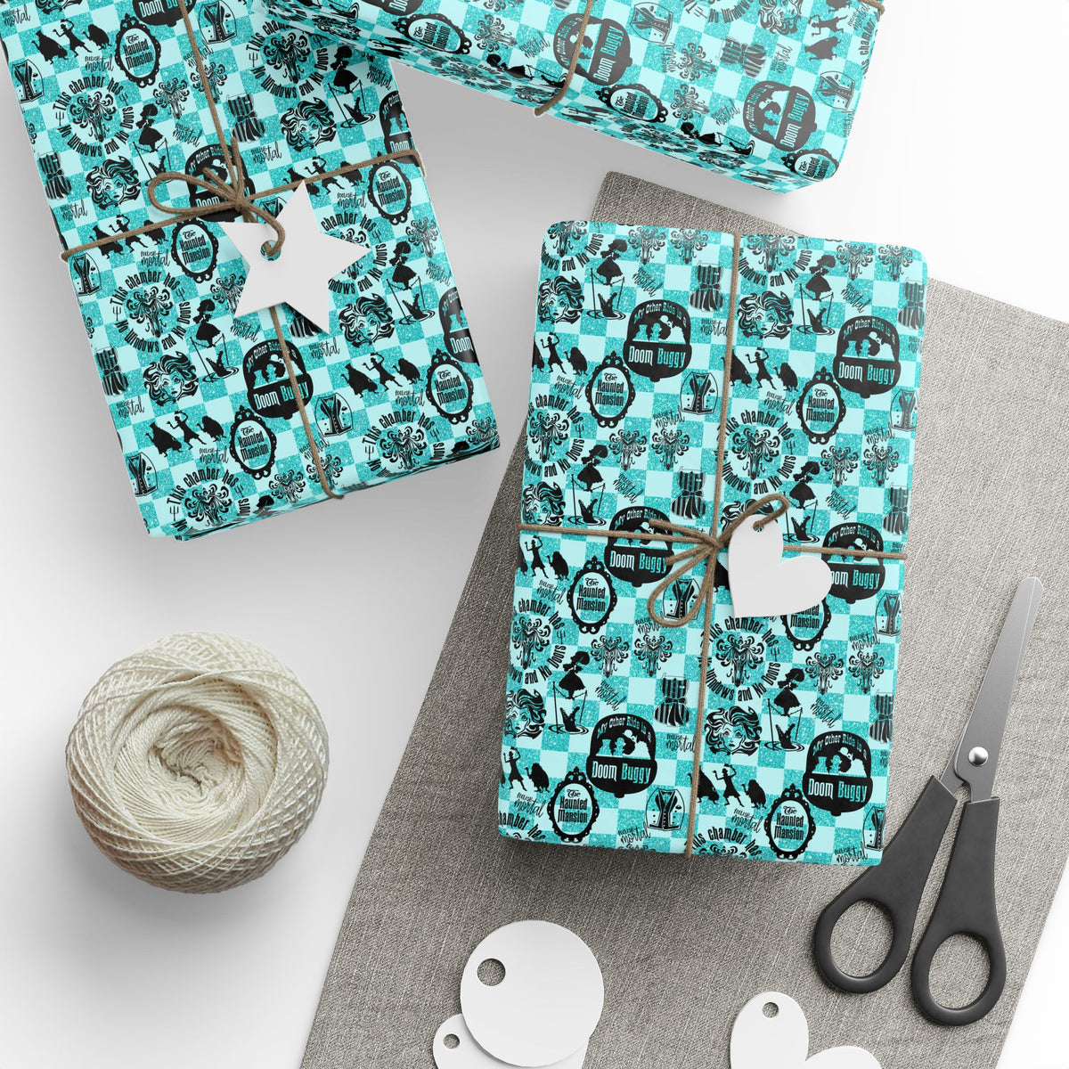 Haunted Mansion Icons Teal Wrapping Paper Roll