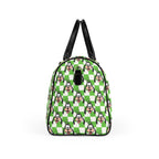 Green Checkerboard Goofy PU Leather Travel Bag