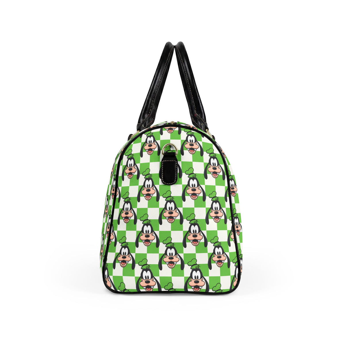 Green Checkerboard Goofy PU Leather Travel Bag