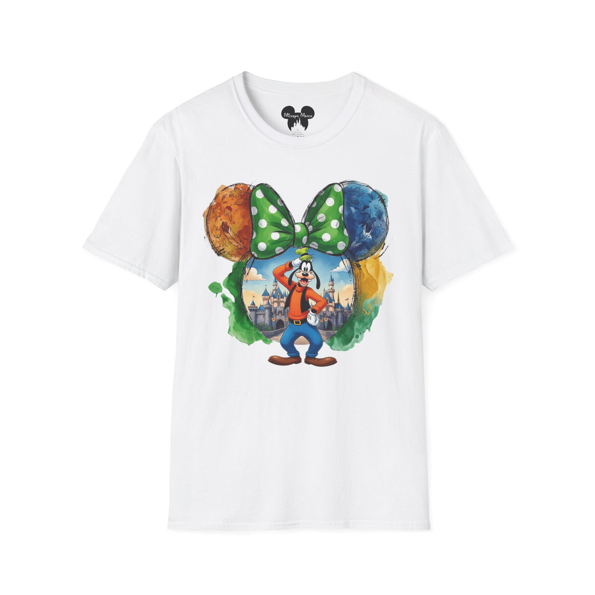 Sensational Six - Goofy's Bright Lime Bow Castle Vignette Unisex Graphic Tee