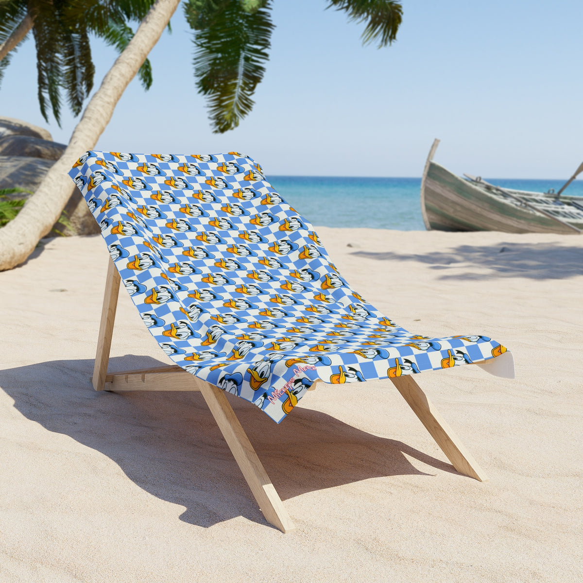 Blue Checkerboard Donald Beach Towel