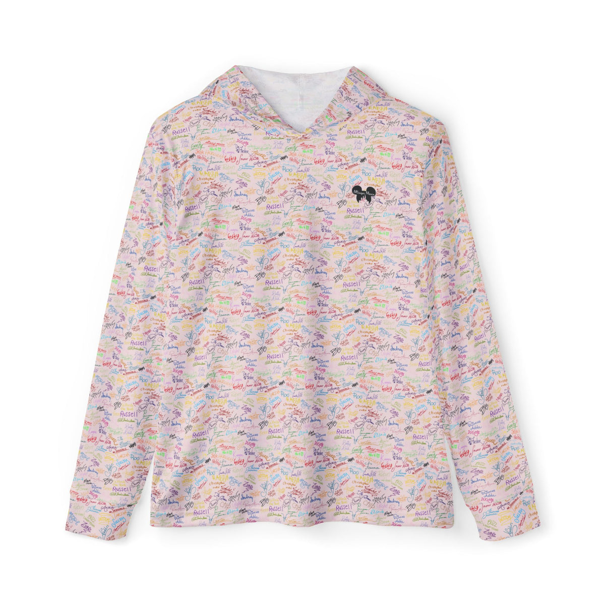 Character Autographs on Pink Hooded Sun Shirt