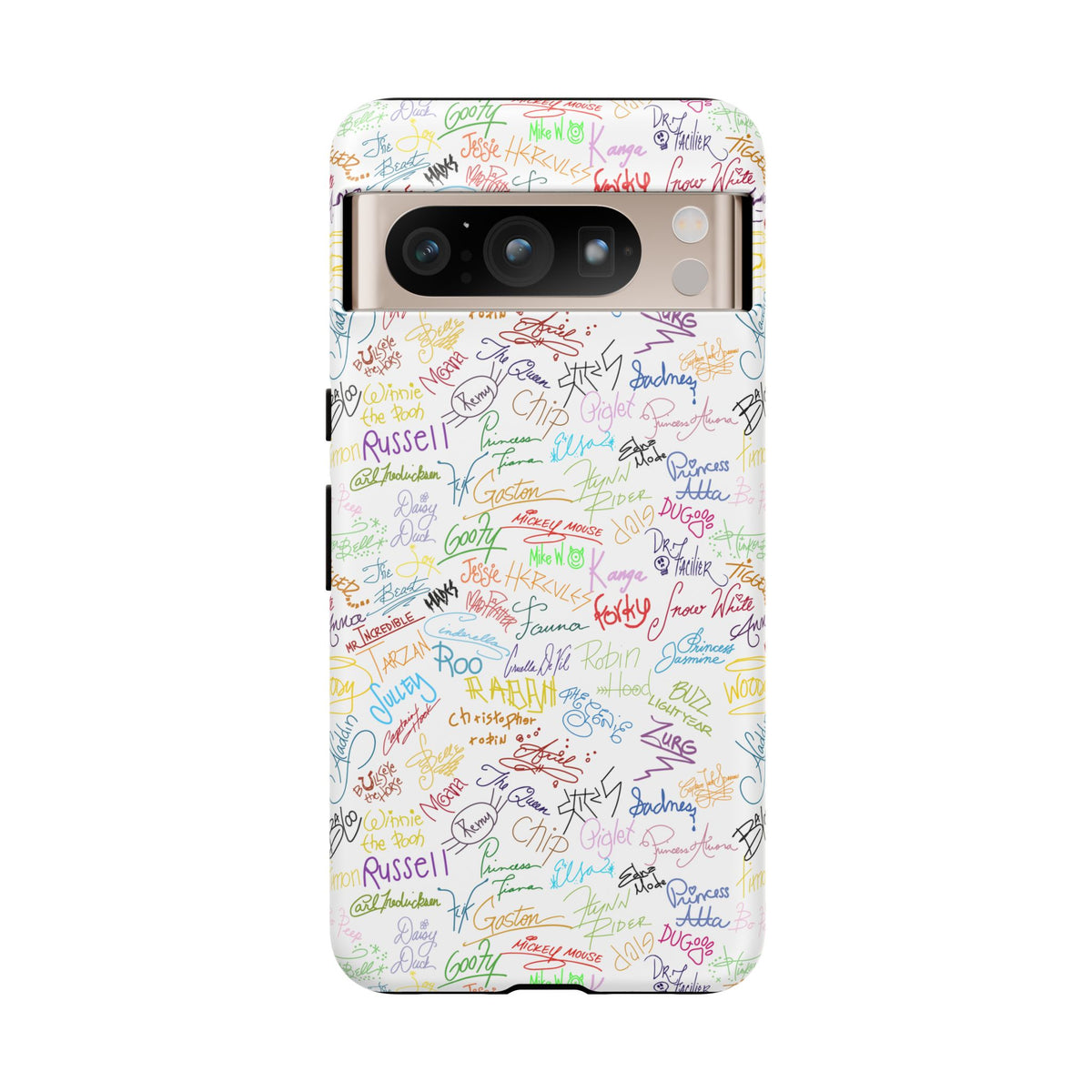 Character Autographs on White Resort Ready Cell Phone Tech Case