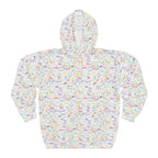 Character Autographs on White Hooded Sweatshirt