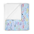 Character Autographs on Blue Happily Ever After Baby Blanket