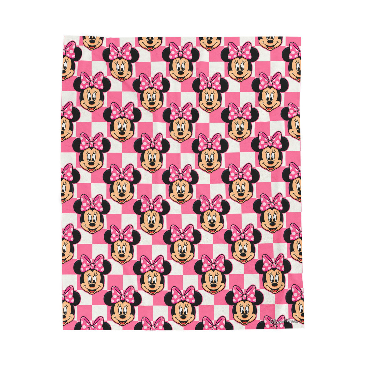 Pink Checkerboard Minnie Velveteen Plush Blanket