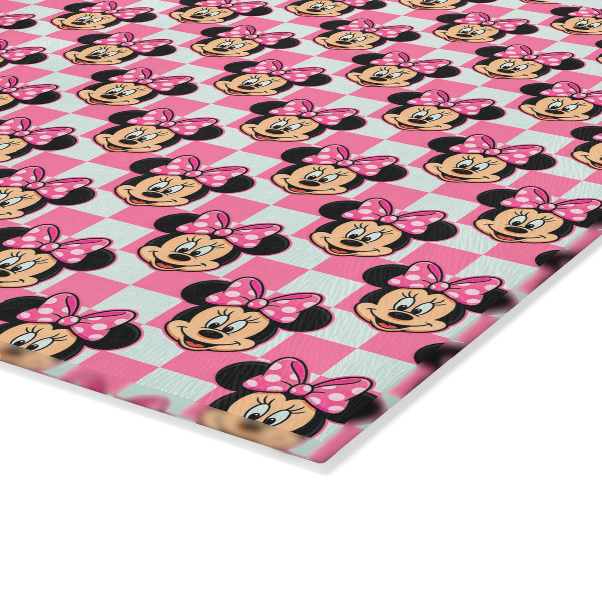 Pink Checkerboard Minnie Glass Cutting Board