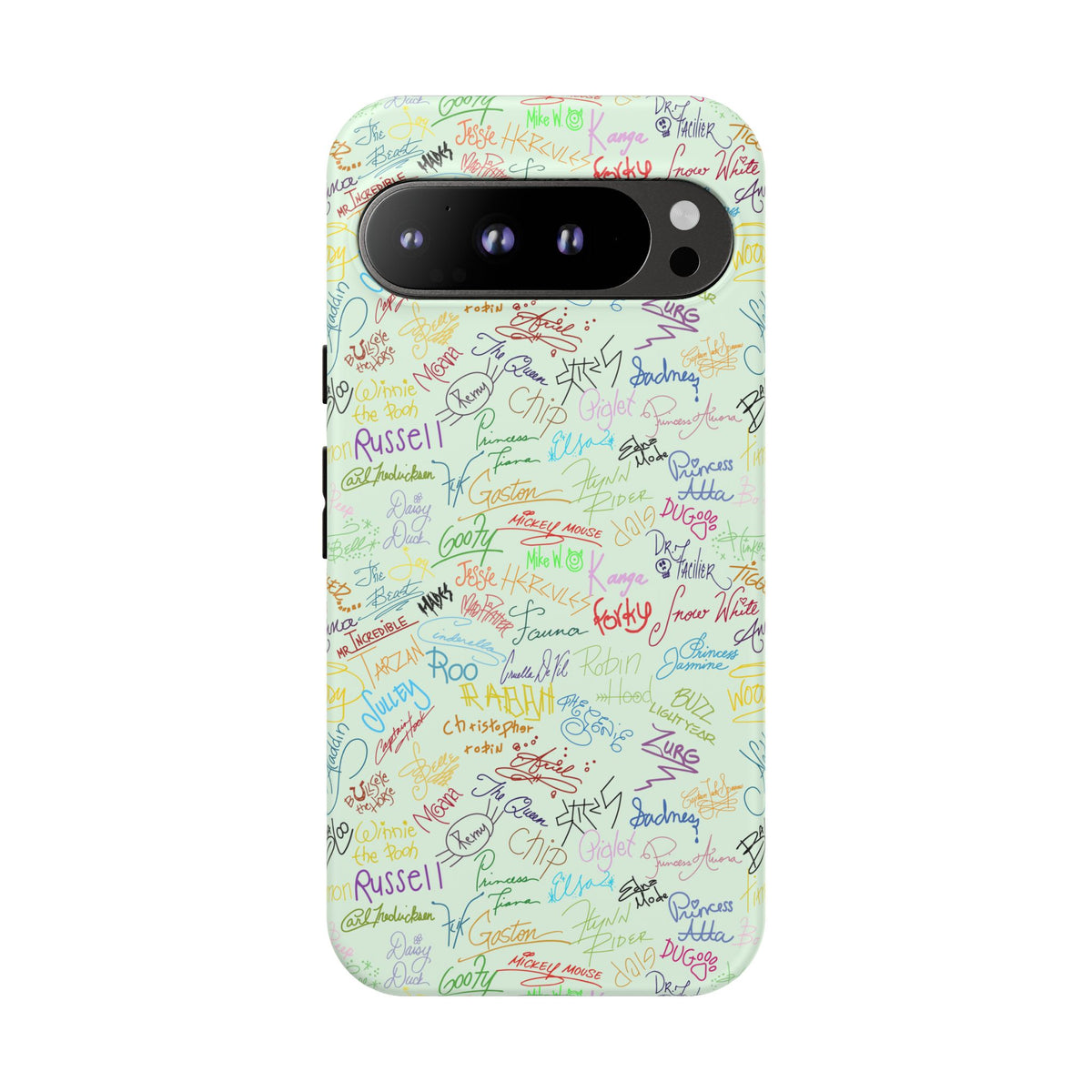 Character Autographs on Green Resort Ready Cell Phone Tech Case