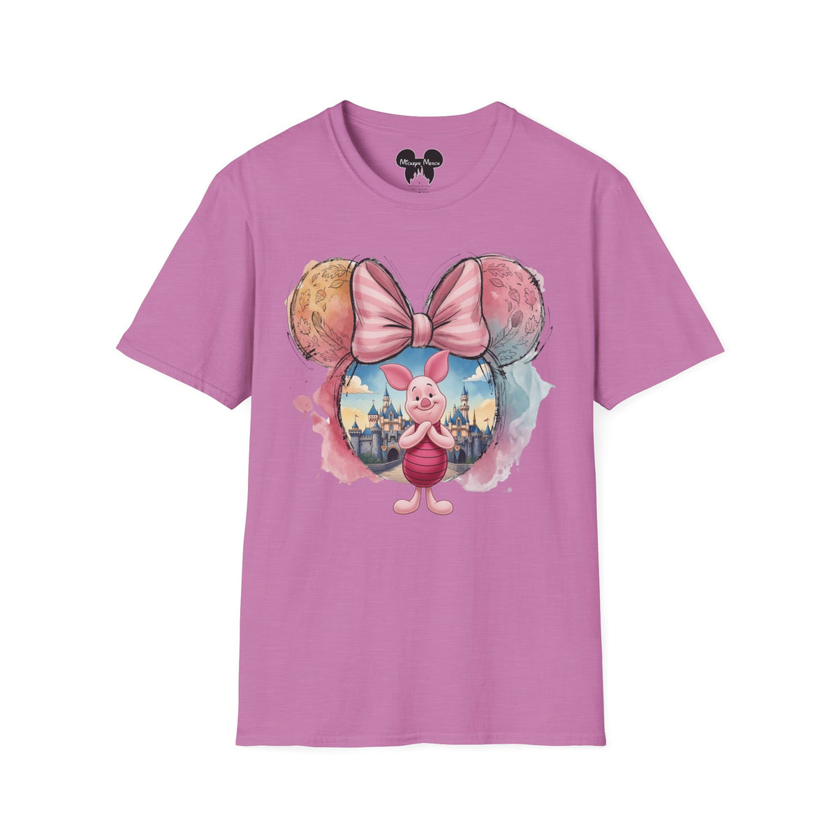 Winnie the Pooh - Piglet's Pink Striped Vignette Unisex Graphic Tee