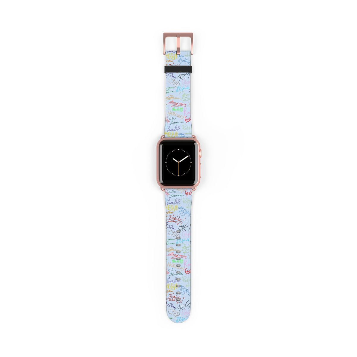 Character Autographs on Blue Whimsical Watch Band - Apple