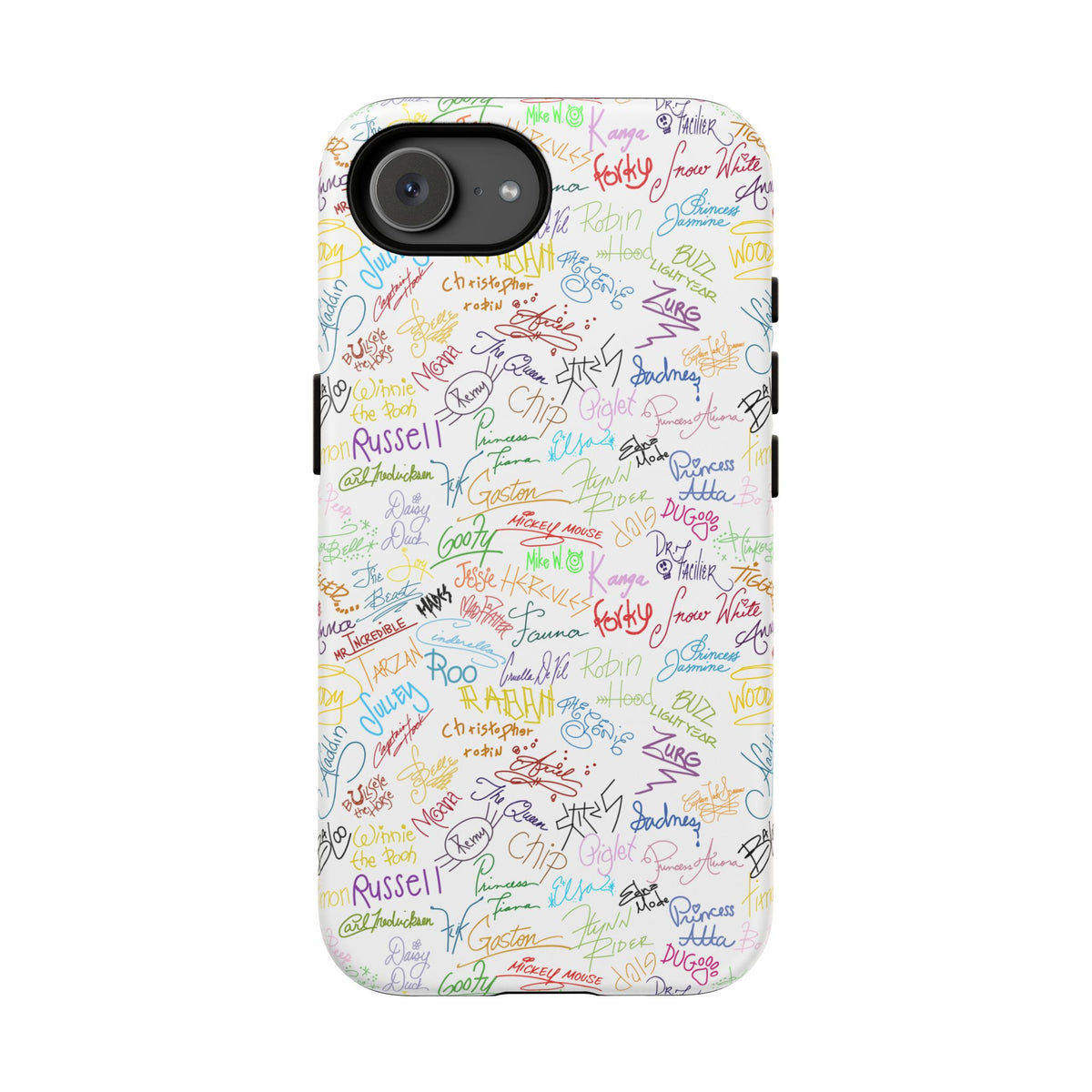 Character Autographs on White Resort Ready Cell Phone Tech Case