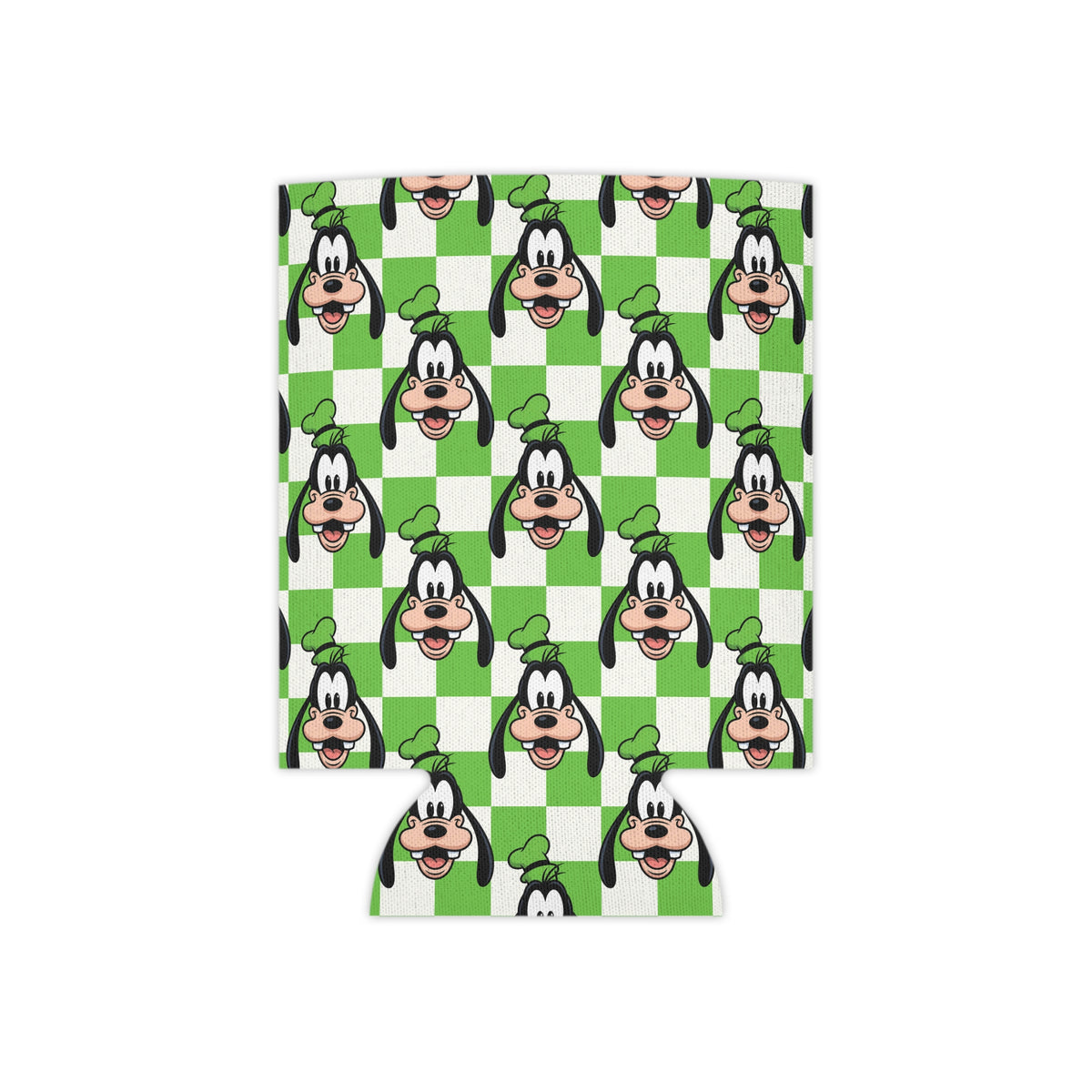 Green Checkerboard Goofy Can Cooler Drink Koozie