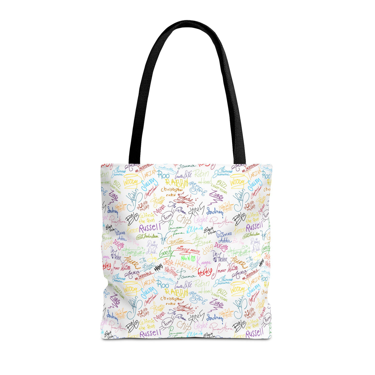 Character Autographs on White Tote Bag